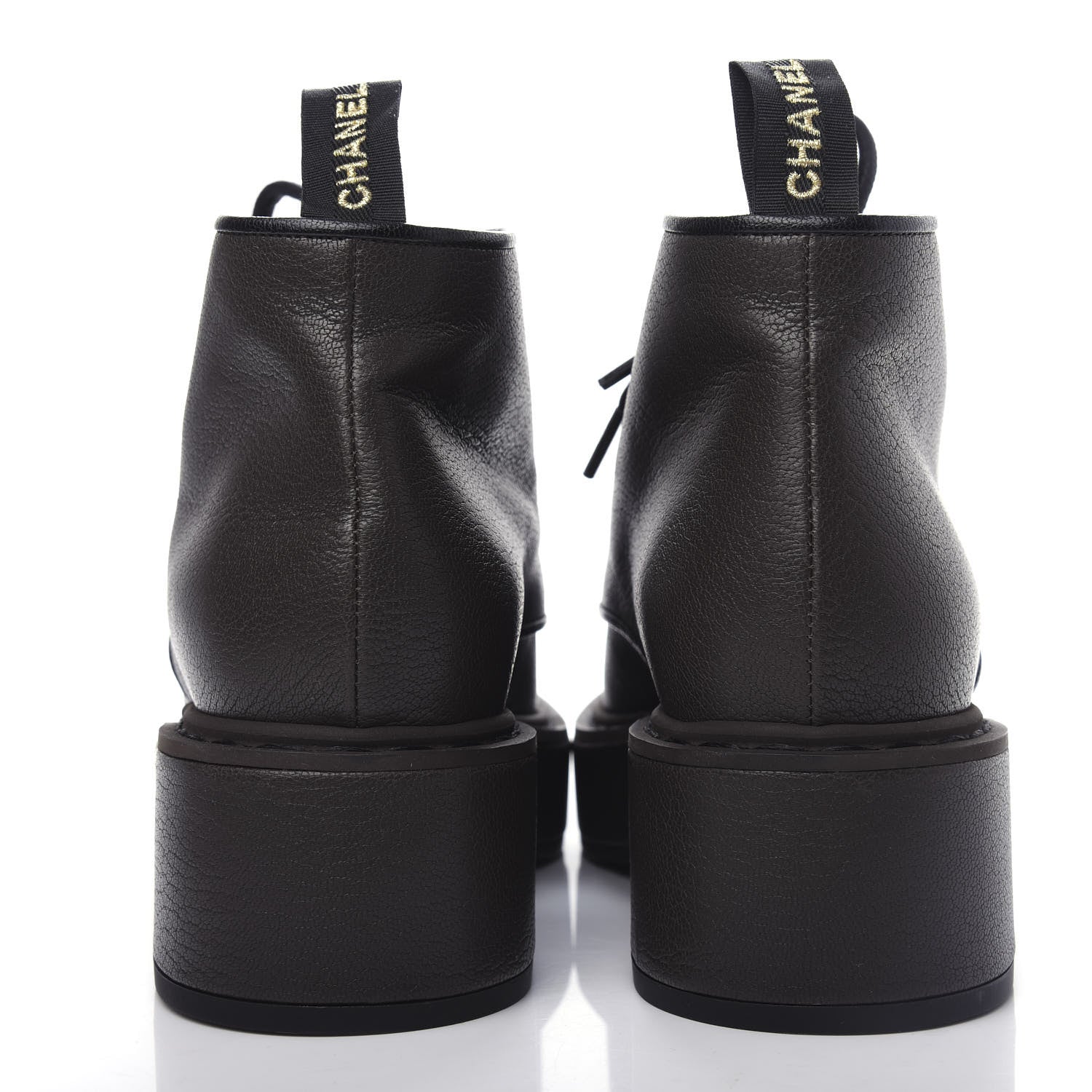 Chanel Goatskin Pearl Lace Up CC Short Boots 40 Brown Black 7 of 11