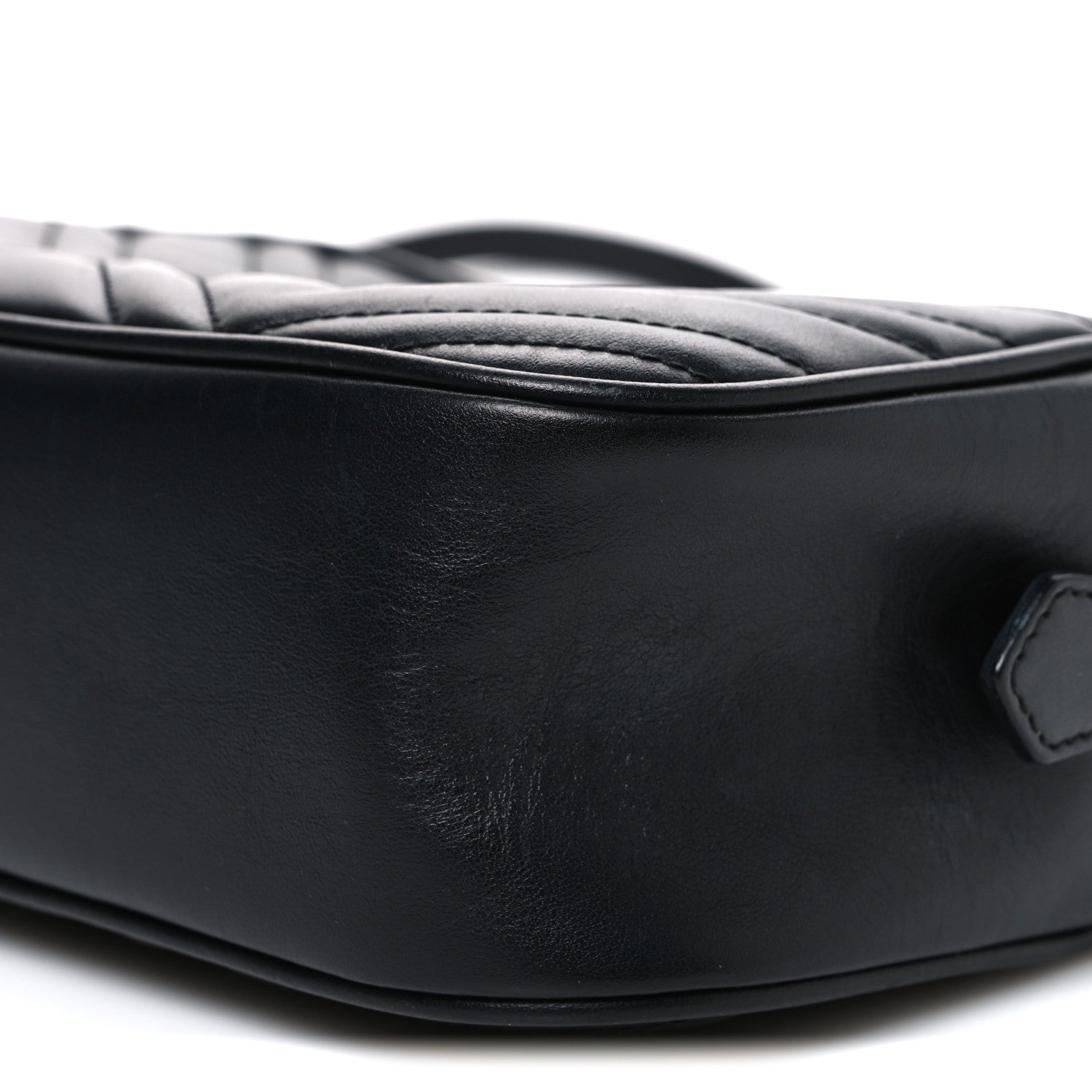 Gucci Calfskin Matelasse Small GG Marmont Chain Shoulder Bag Black 10 of 12