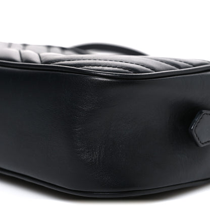 Gucci Calfskin Matelasse Small GG Marmont Chain Shoulder Bag Black 10 of 12