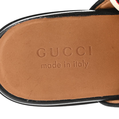 Gucci Goatskin Stripe Mens Horsebit Slingback Slippers 8 Black 7 of 11