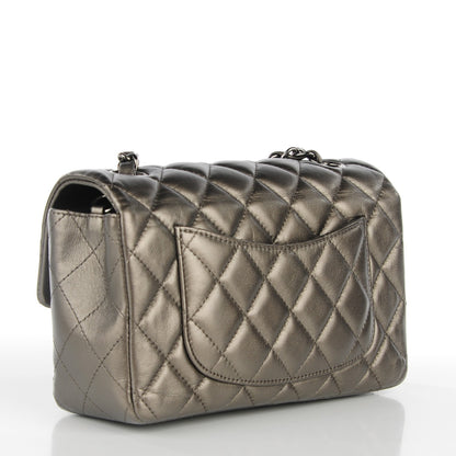 Chanel Metallic Lambskin Quilted Mini Rectangular Flap Pewter 3 of 8