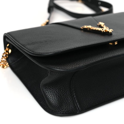 Versace Grainy Calfskin Virtus Chain Crossbody Black 7 of 8