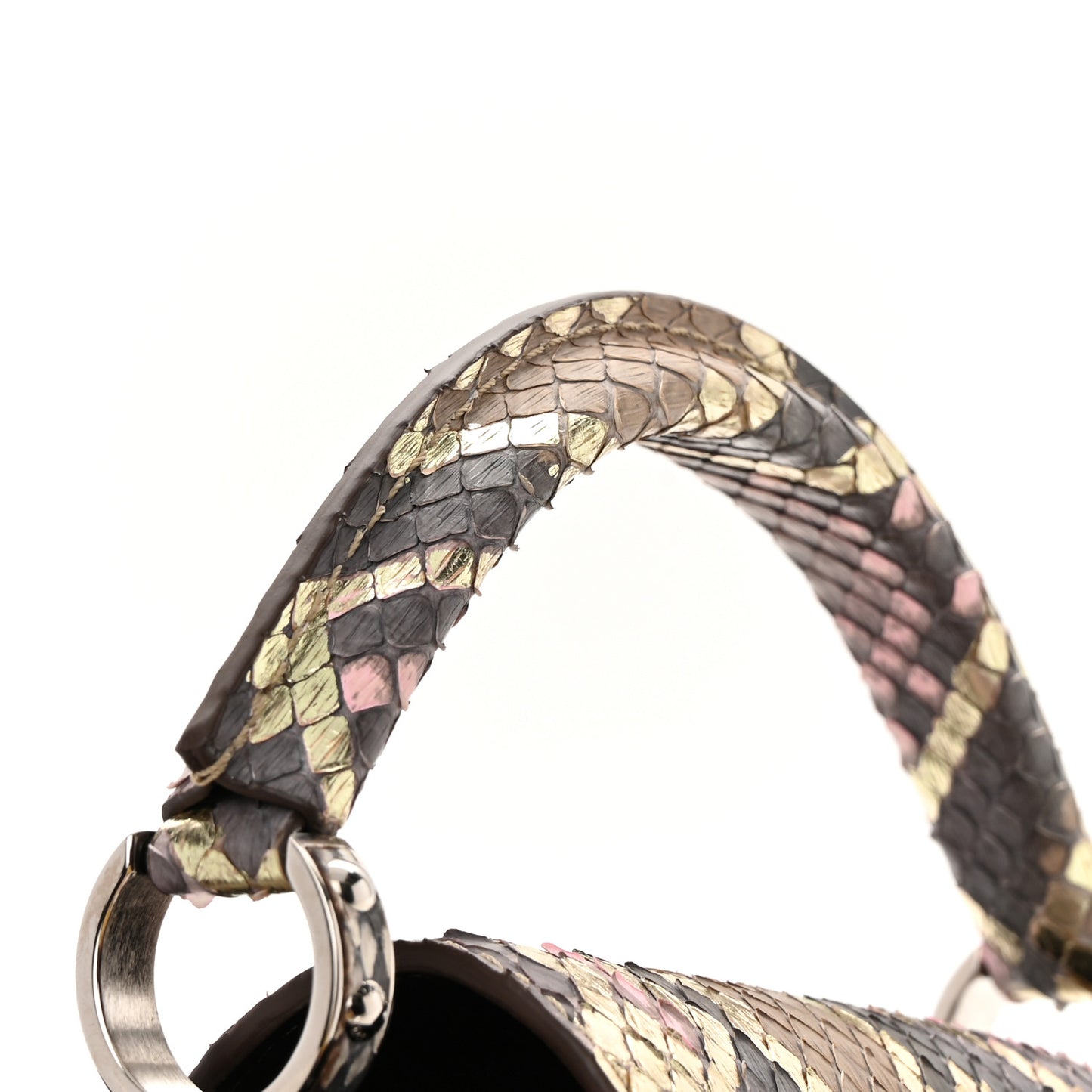 Metallic Snakeskin Capucines Mini Dore