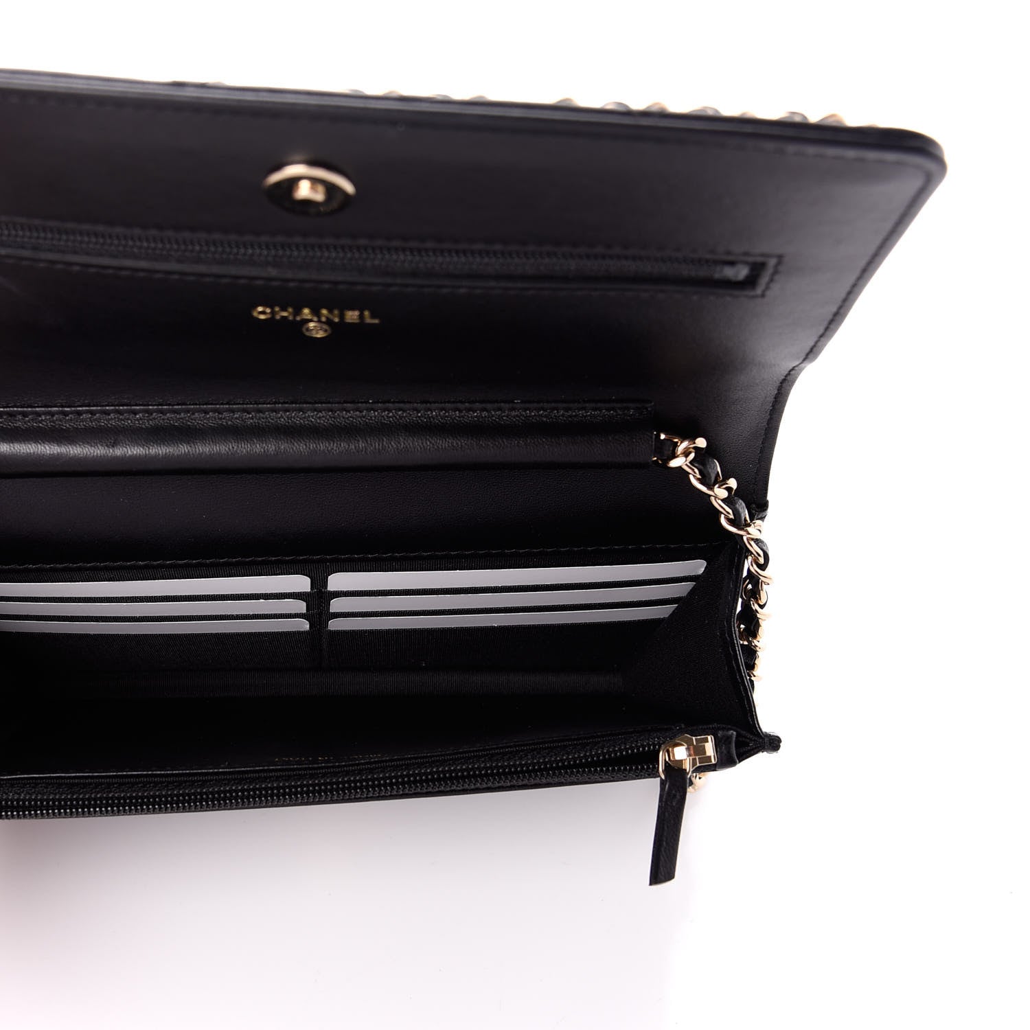 Chanel Lambskin Quilted Chain Around Wallet On Chain WOC Black 5 of 11