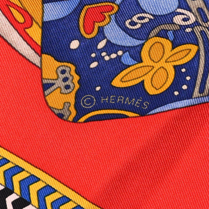 Hermes Silk Selle Des Steppes Scarf 90 Rouge Bleu Jaune De Naples 4 of 5