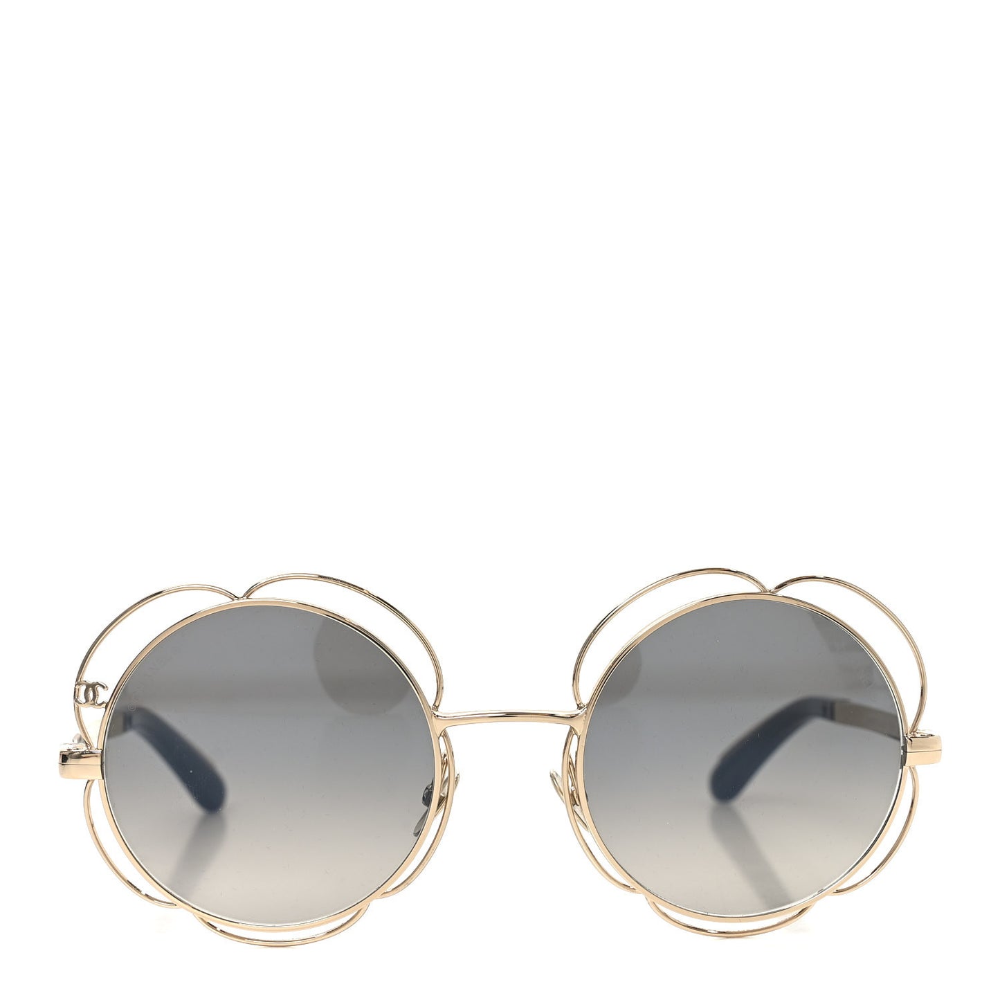 Metal Round Camellia Sunglasses 71573 Gold