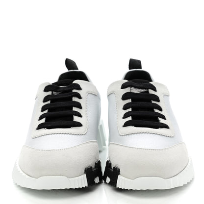 Hermes Goatskin Suede Goatskin Bouncing Sneakers 37 White Black 2 of 9