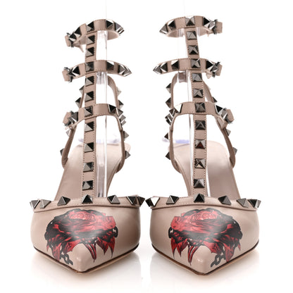 Valentino Garavani X UNDERCOVER Calfskin Rockstud Ankle Strap Low Heel Pumps 38 Poudre 3 of 10