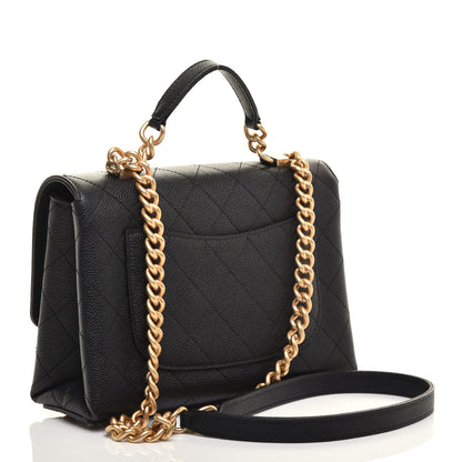 Chanel Caviar Diamond Stitched Small Top Handle Flap Black 3 of 12