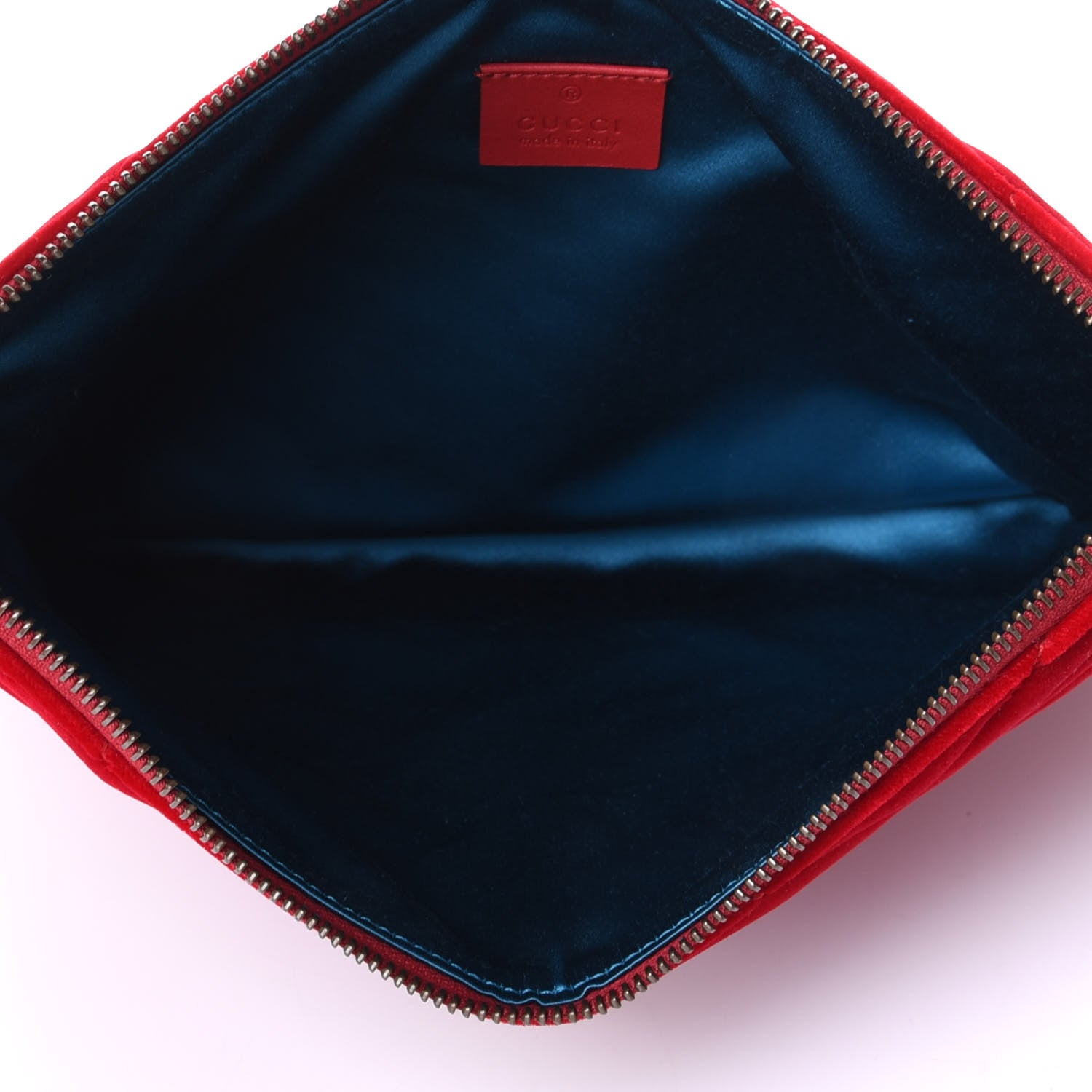 Gucci Velvet Matelasse GG Marmont Zip Pouch Hibiscus Red 5 of 8
