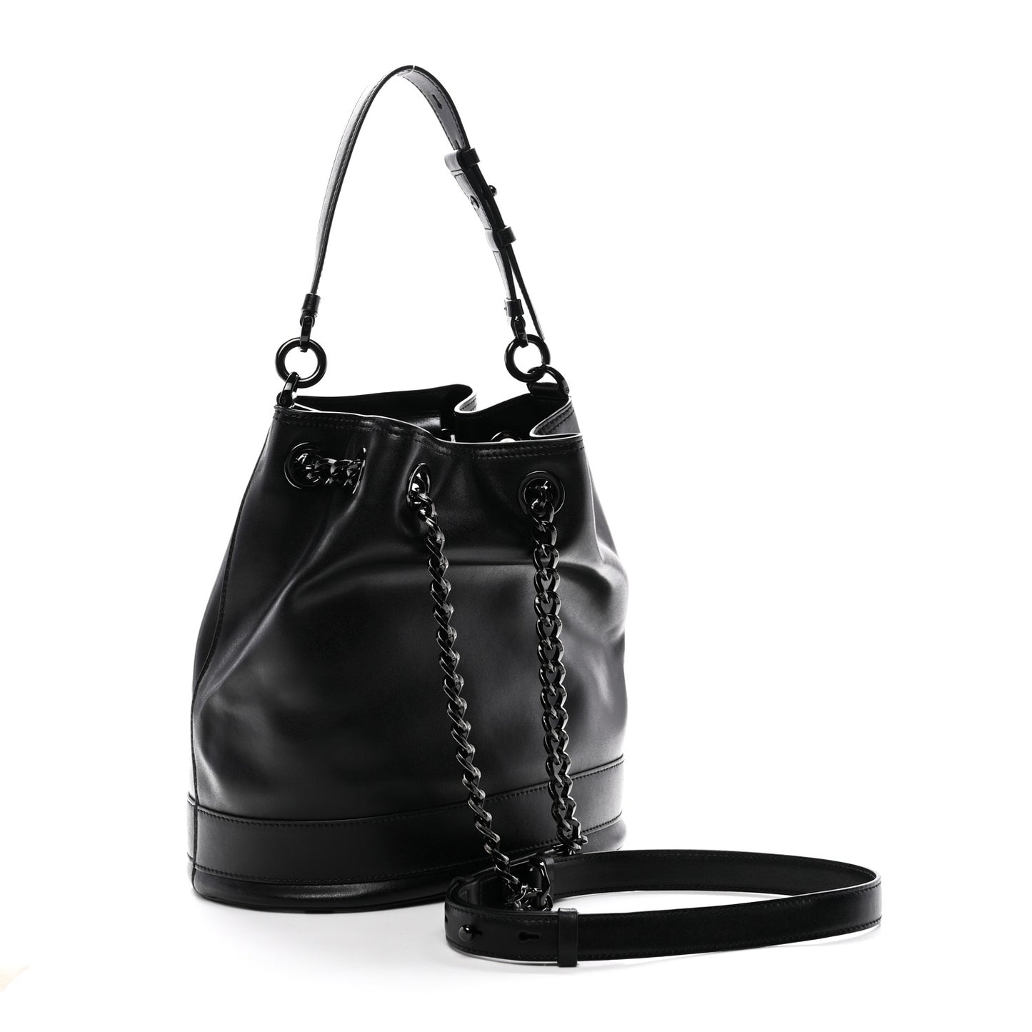Calfskin Bow Bucket Bag Black