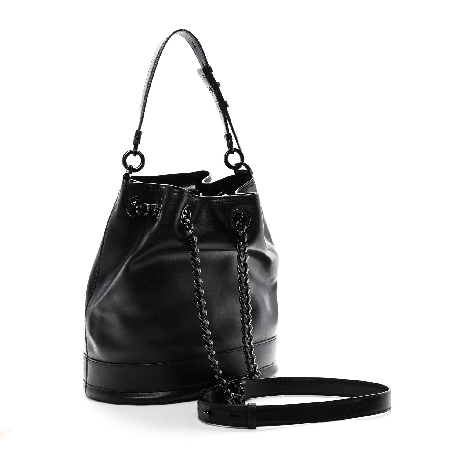 Salvatore Ferragamo Calfskin Bow Bucket Bag Black 3 of 9