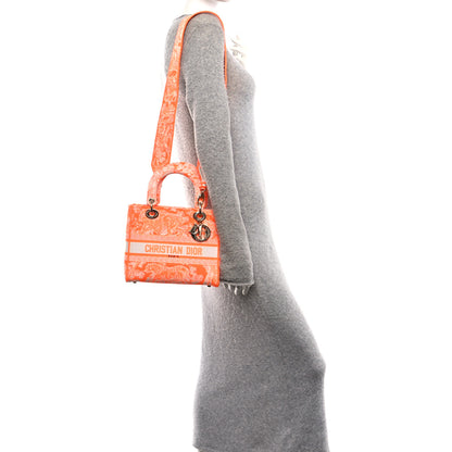 Christian Dior Canvas Toile De Jouy Reverse Embroidered Medium Lady D-Lite Fluorescent Orange 2 of 11