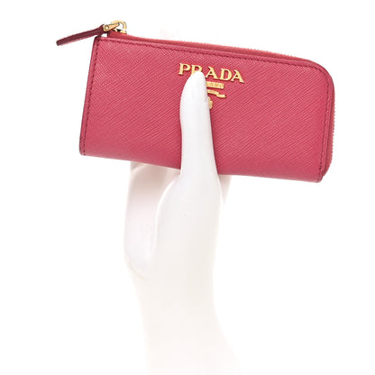Prada Saffiano Metal Zip Around Key Holder Ibisco 2 of 8