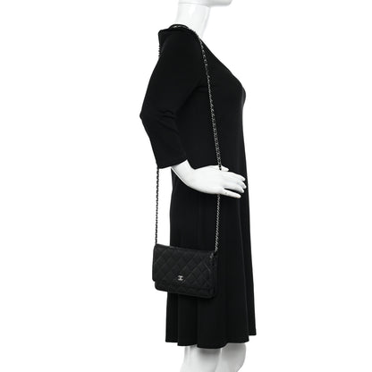 Chanel Lambskin Quilted Wallet On Chain WOC Black 2 of 12
