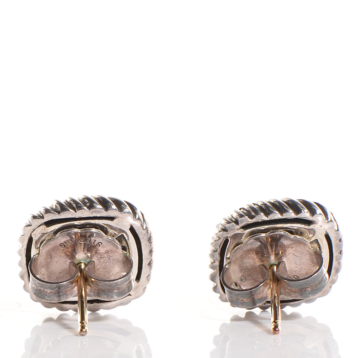 David Yurman Sterling Silver 18k Yellow Gold Pave Diamond 13mm Albion Earrings 3 of 4