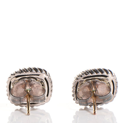 David Yurman Sterling Silver 18k Yellow Gold Pave Diamond 13mm Albion Earrings 3 of 4