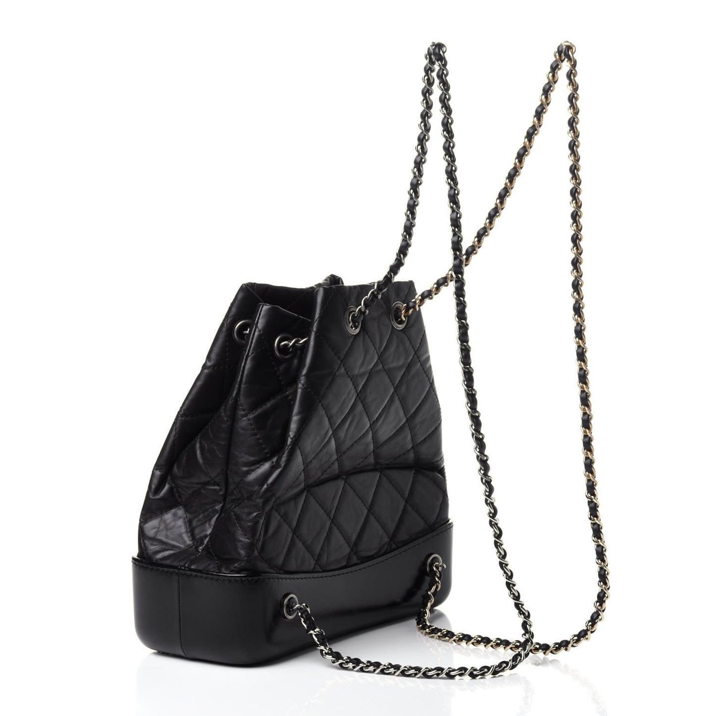 Aged Calfskin Quilted Small Gabrielle Backpack Black