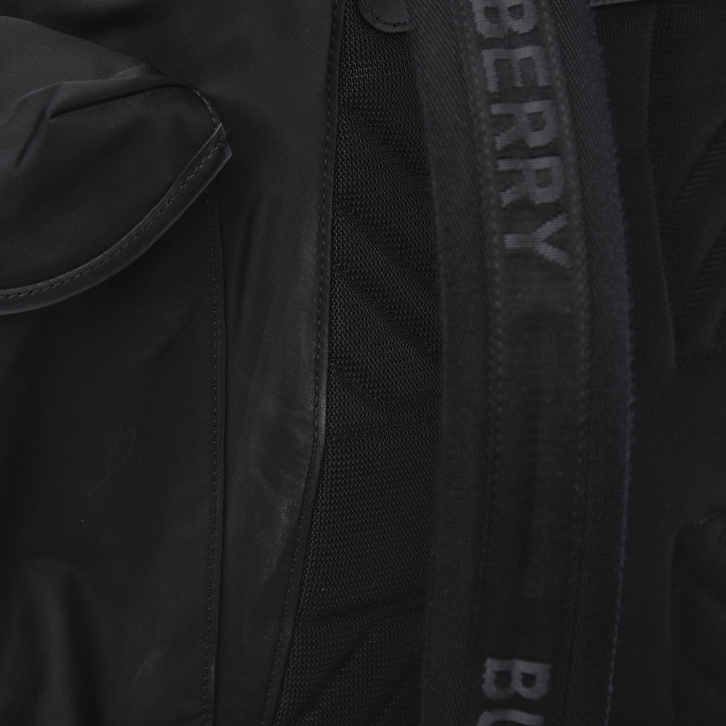 Nylon Calfskin Logo Detail Backpack Black