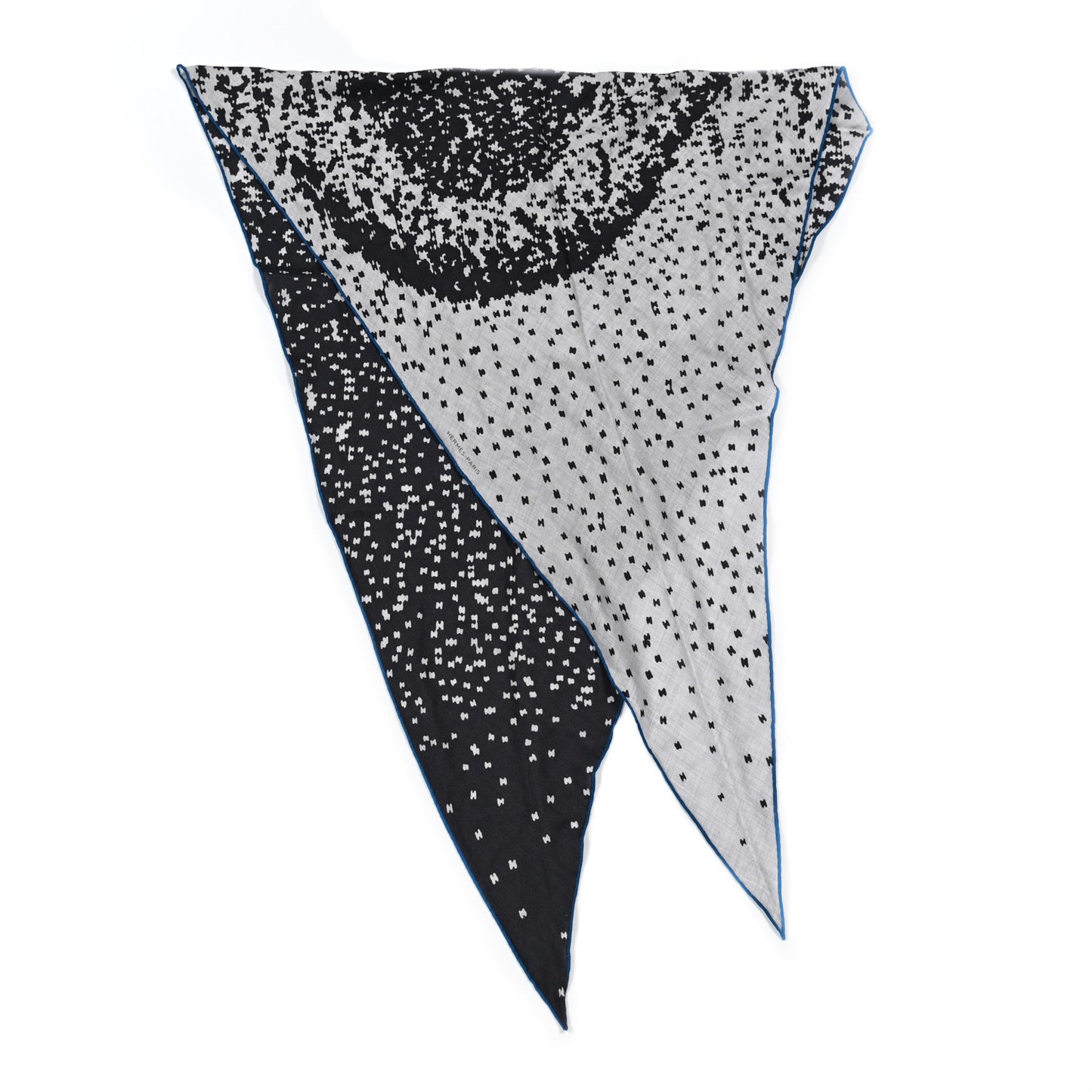 Cashmere Silk Maillon Effervescent Losange Scarf GM Gris Chine Anthracite Bleu