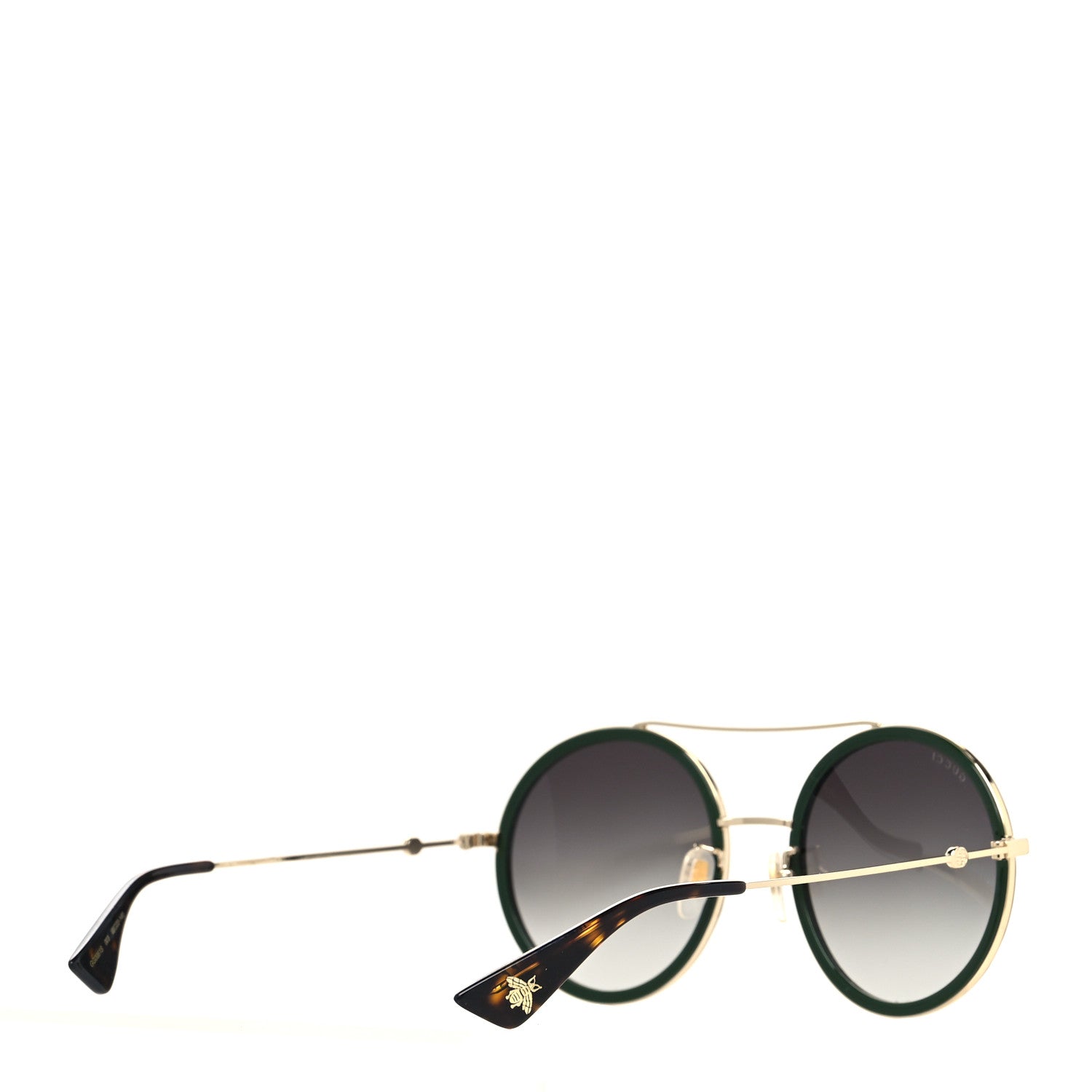 Gucci Metal Round Frame Sunglasses GG0061S Green Red 4 of 8