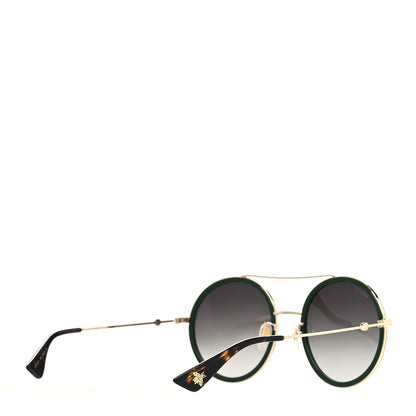 Gucci Metal Round Frame Sunglasses GG0061S Green Red 4 of 8