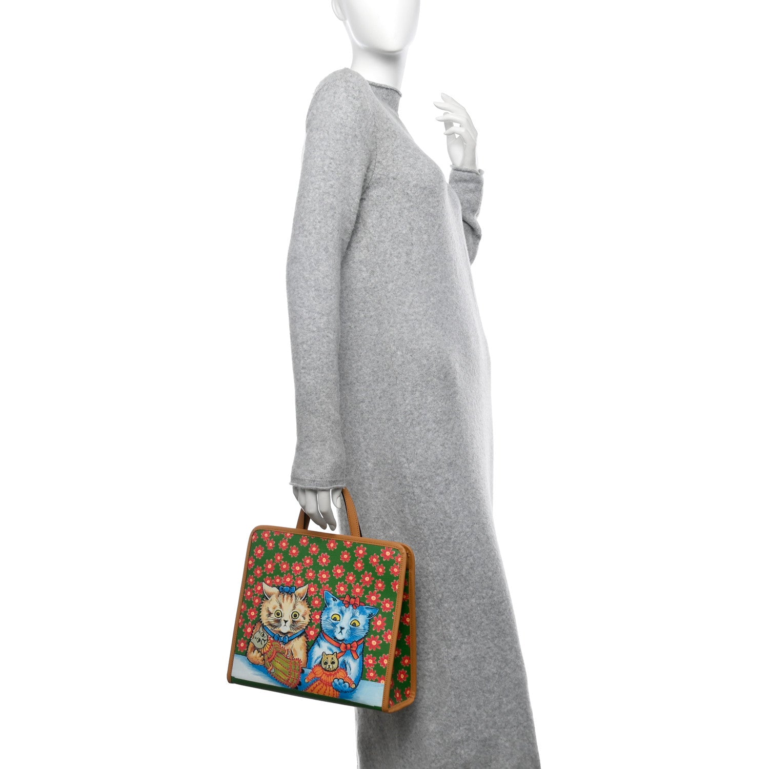 Gucci Canvas Kitten Print Children Tote Green 2 of 11