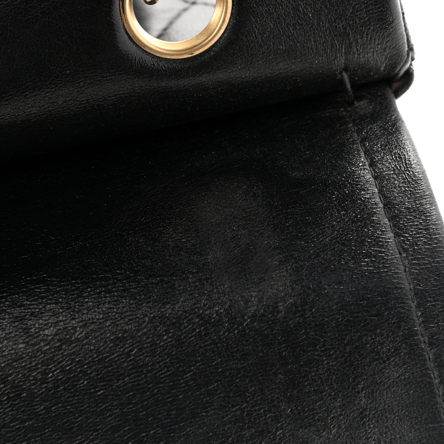 Lambskin Quilted Medium Double Flap Black