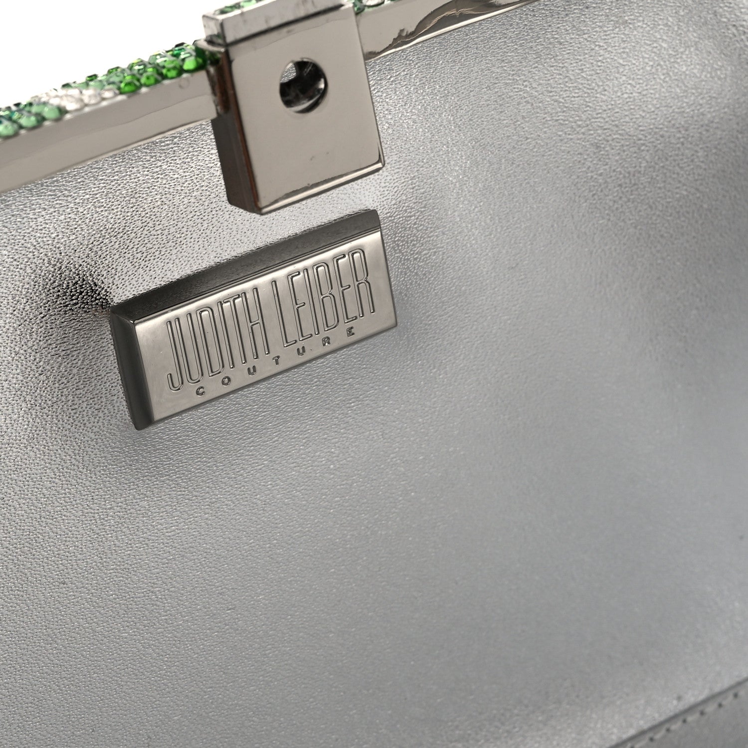 Judith Leiber Crystal Tropic Banana Leaves Minaudiere Clutch Green Silver 6 of 9