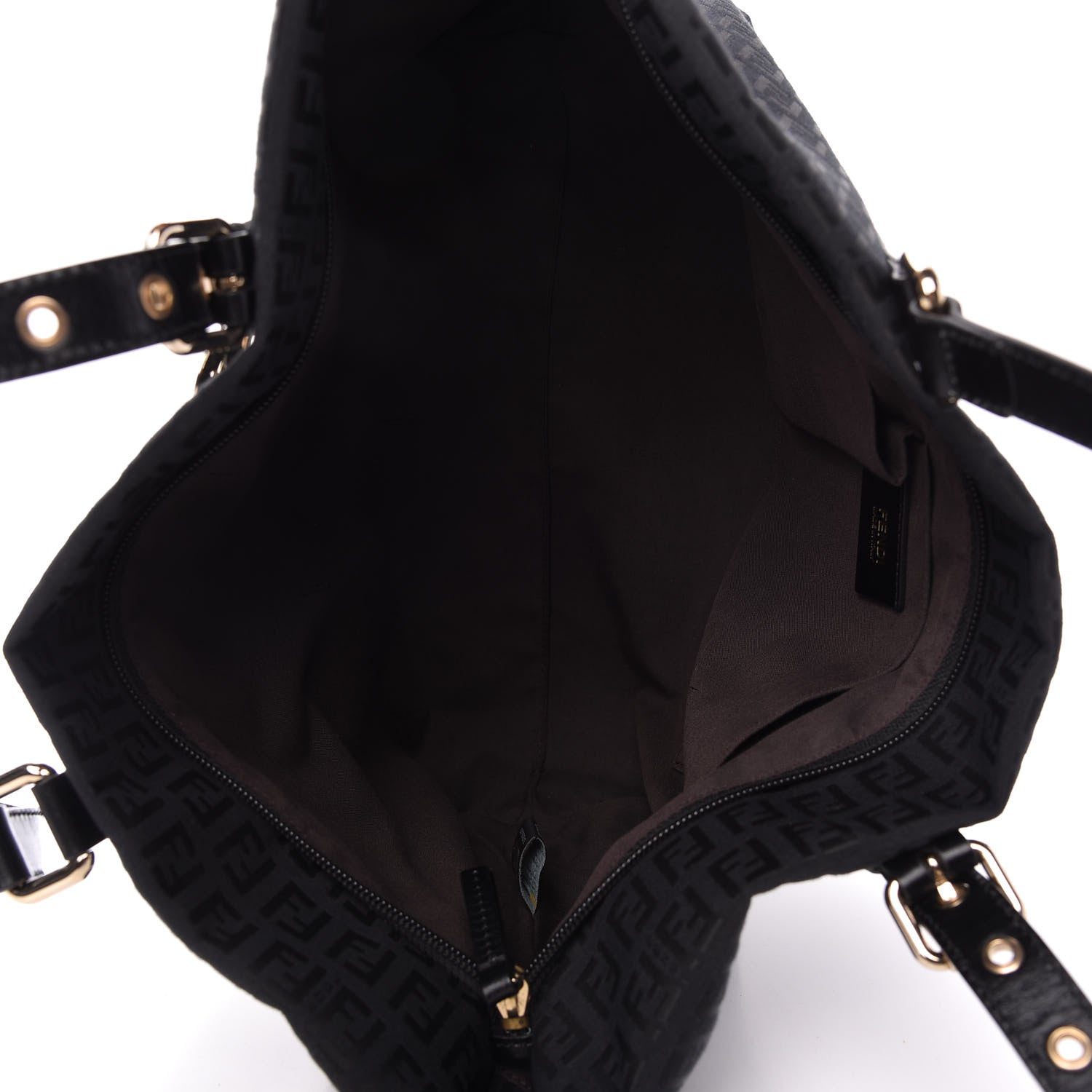 Fendi Zucchino Large Charm Shopping Tote Black 5 of 11