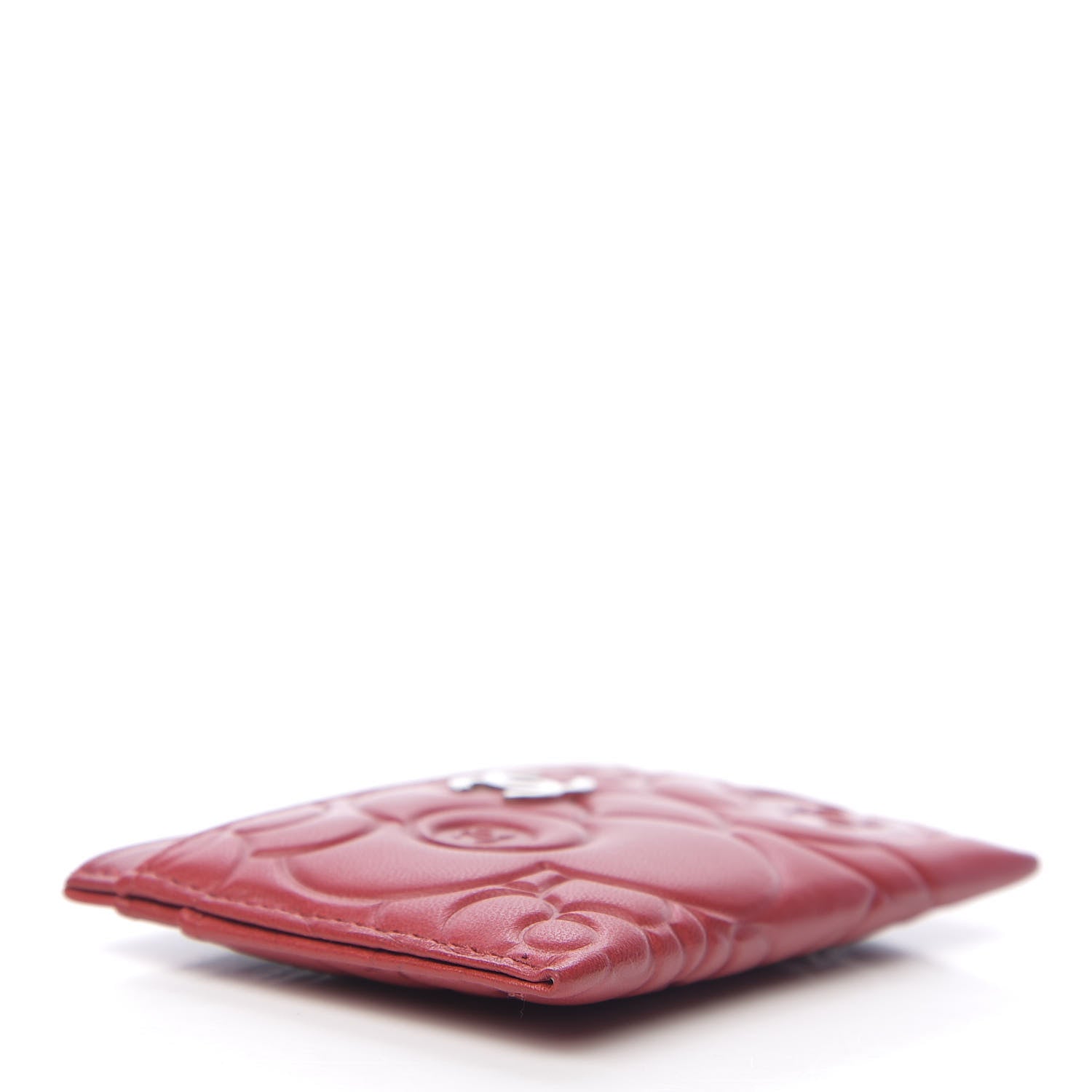 Chanel Lambskin Camellia Embossed Card Holder Red 3 of 8