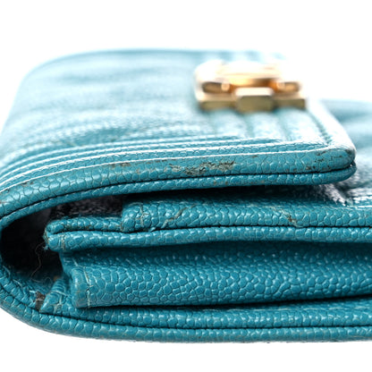 Chanel Caviar Quilted Boy Card Holder Wallet Turquoise 9 of 16