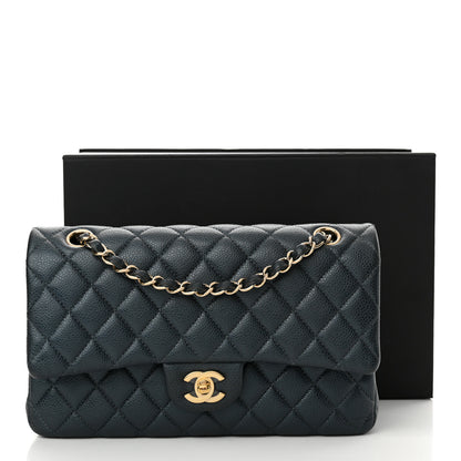 Chanel Iridescent Caviar Quilted Medium Double Flap Dark Blue 13 of 13