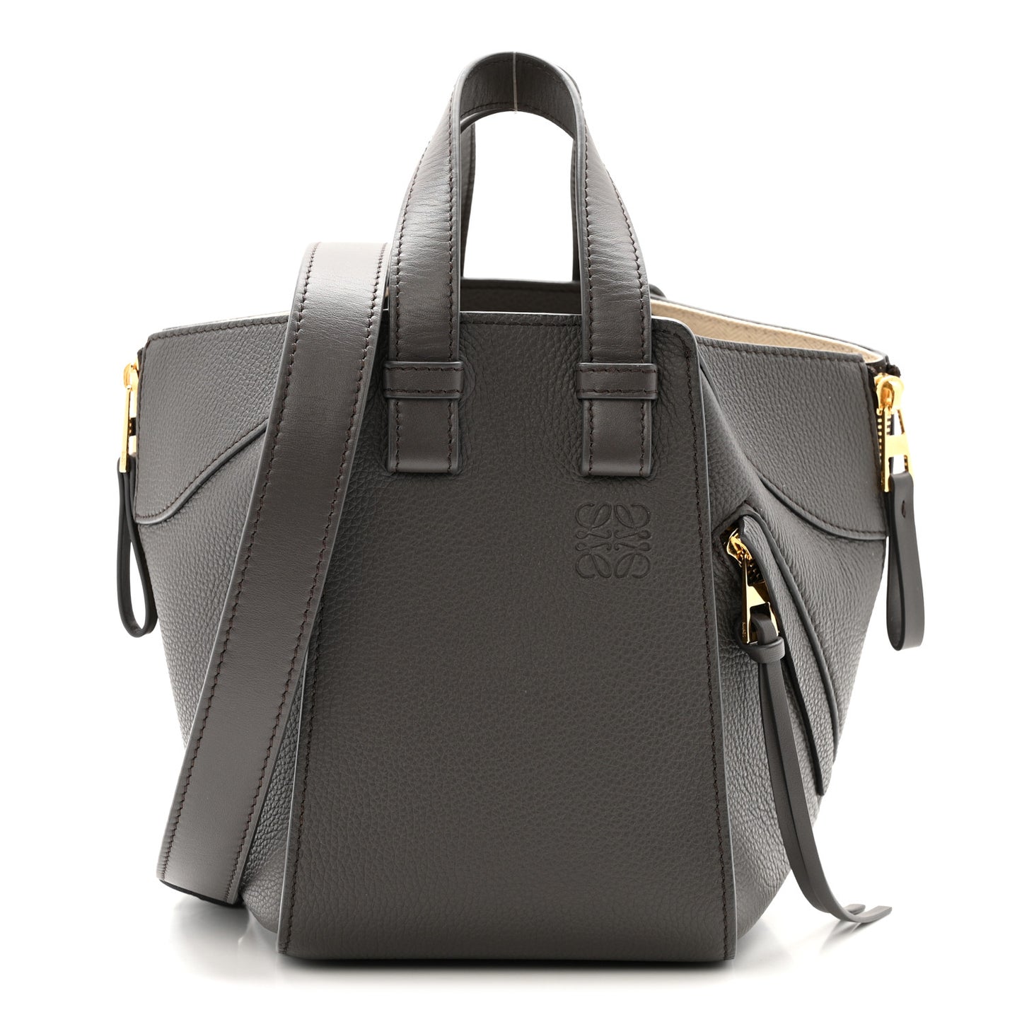 Soft Grained Calfskin Compact Hammock Shoulder Bag Dark Grey