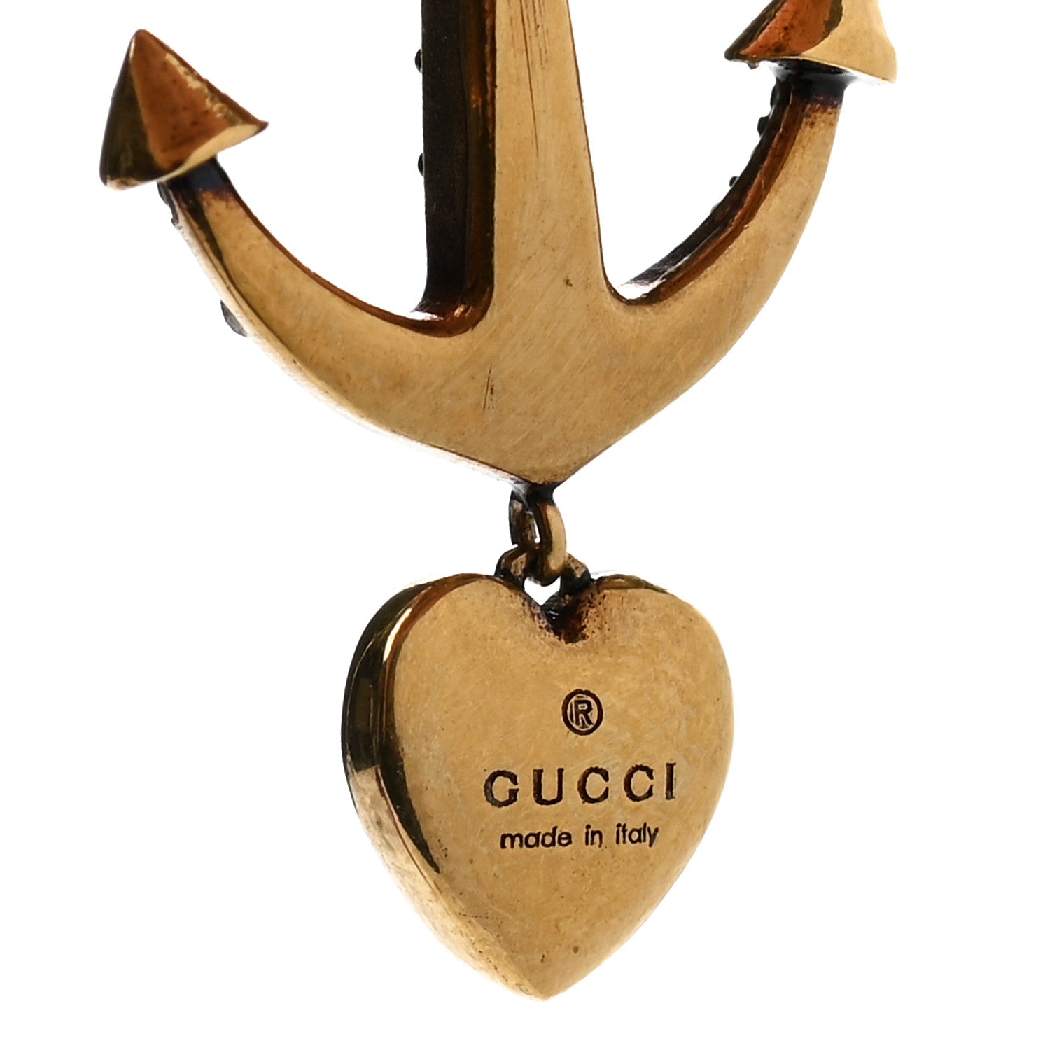 Gucci Pearl Crystal Interlocking G Single Anchor Heart Earring 6 of 7
