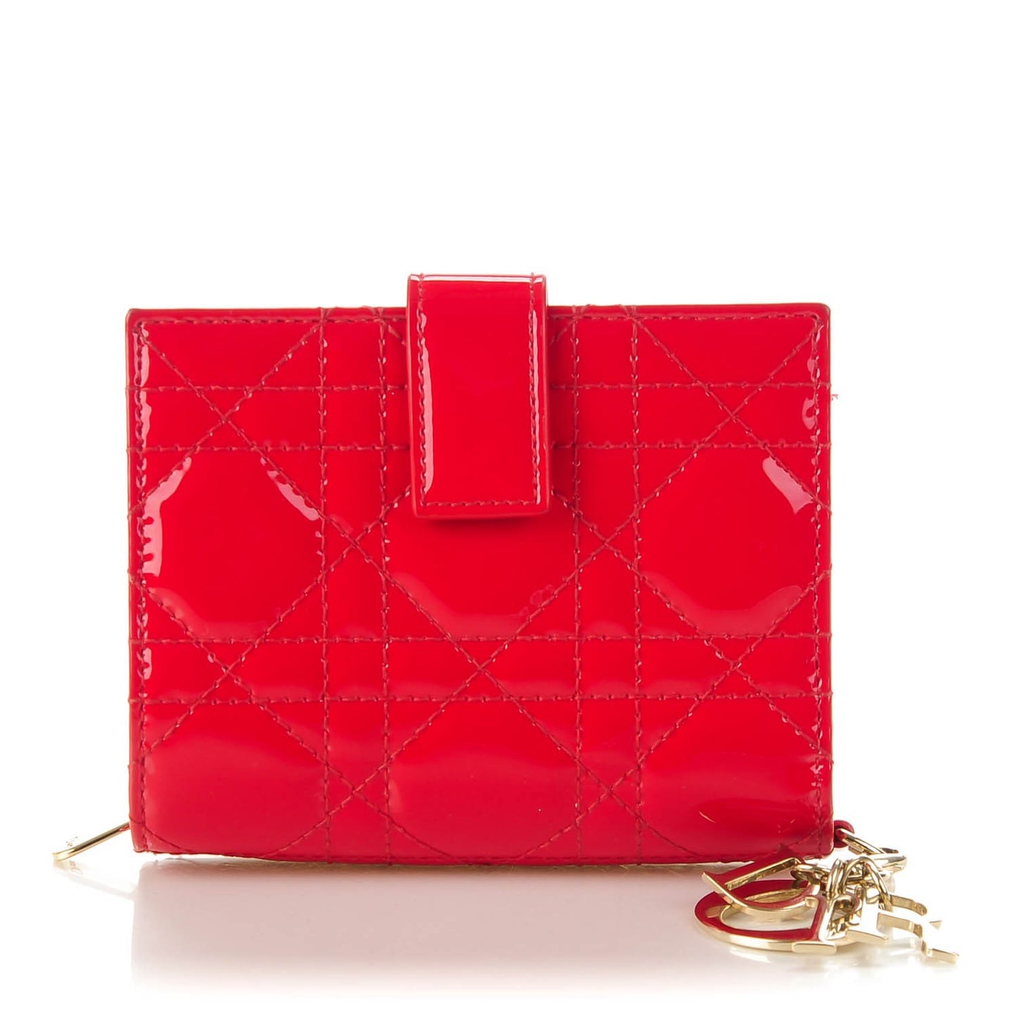 Patent Cannage Lady Dior Eden Wallet Red