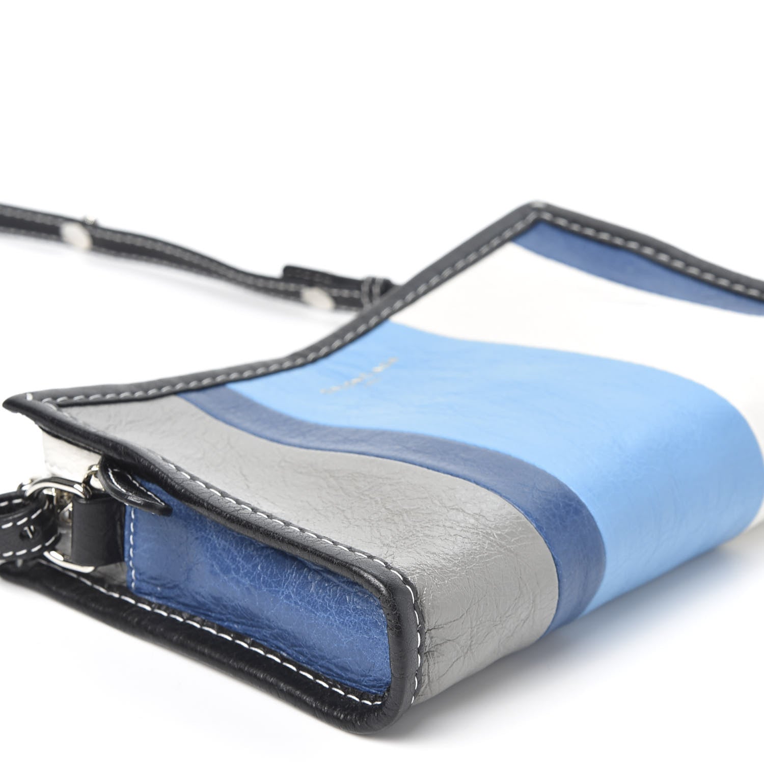 Balenciaga Veau Arena Multicolore Bazar Strap Clutch Bleu Gris White Black 5 of 8