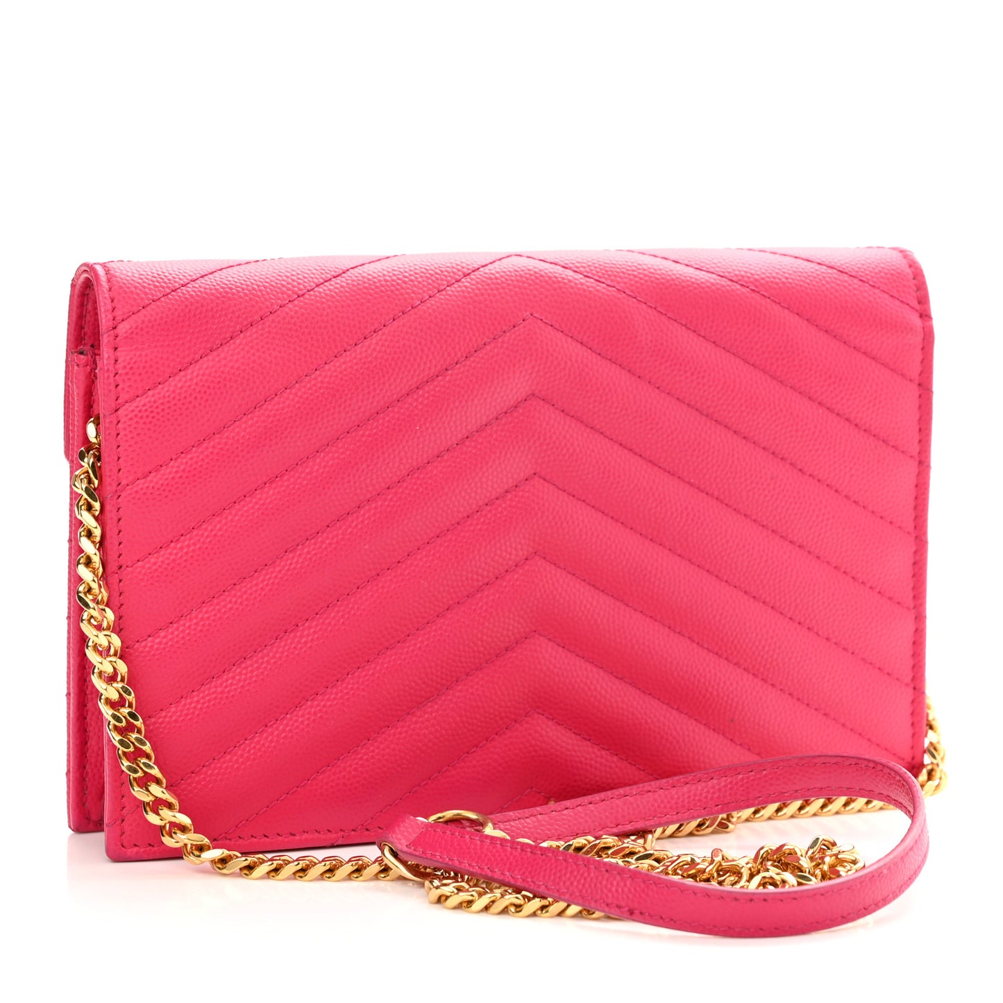 Grain De Poudre Matelasse Chevron Monogram Envelope Chain Wallet Bubblegum