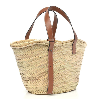 Loewe Raffia Basket Tote Bag Natural Tan Orange 3 of 10