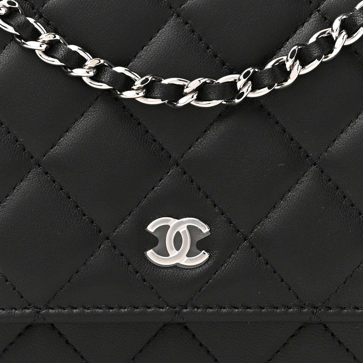 Chanel Lambskin Quilted Wallet On Chain WOC Black 8 of 11