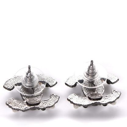 Chanel Pearl Bead CC Earrings Dark Silver 3 of 4