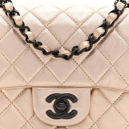 Chanel Metallic Lambskin Quilted Mini Square Flap Gold Black 8 of 10