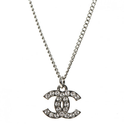 Chanel Crystal Timeless CC Necklace Silver 3 of 4