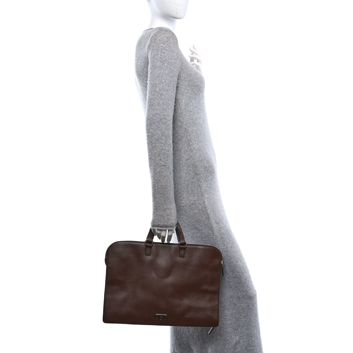 Prada Saffiano Cuir Travel Briefcase Cacao 2 of 10