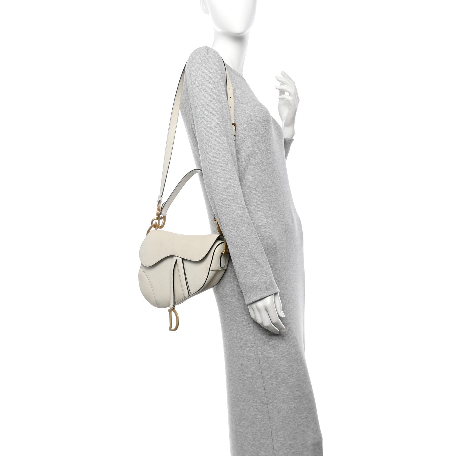 Christian Dior Grained Calfskin Saddle Bag With Strap Latte 2 of 15