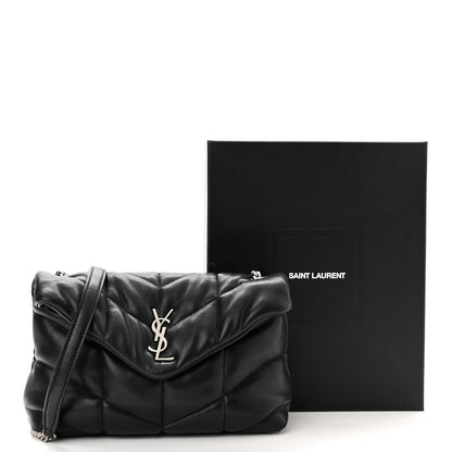 Saint Laurent Lambskin Quilted Toy Loulou Puffer Monogram Chain Satchel Black 11 of 11
