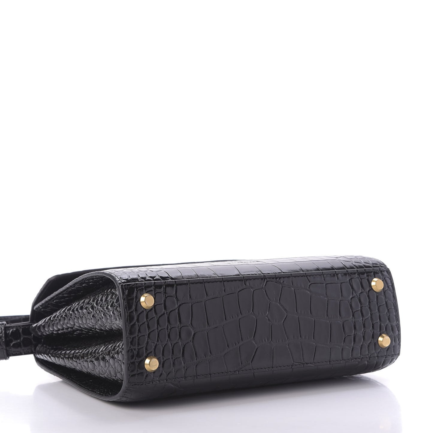 Shiny Calfskin Graffiti Logo Crocodile Embossed Medium Ghost Shoulder Bag Black White