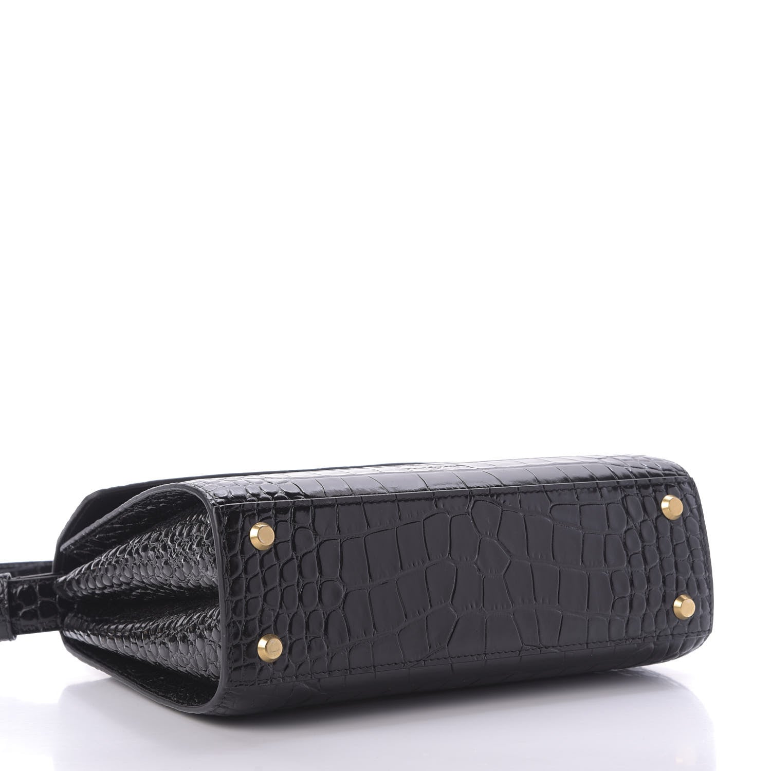 Balenciaga Shiny Calfskin Graffiti Logo Crocodile Embossed Medium Ghost Shoulder Bag Black White 4 of 8