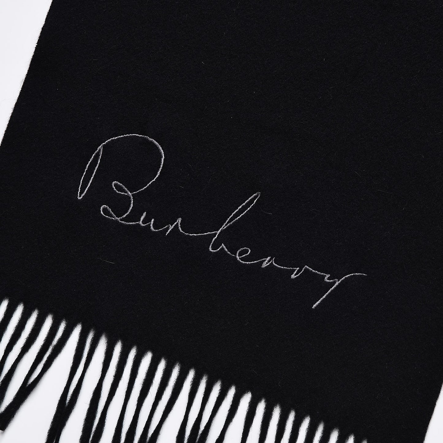 Cashmere Script Fringe Scarf Black