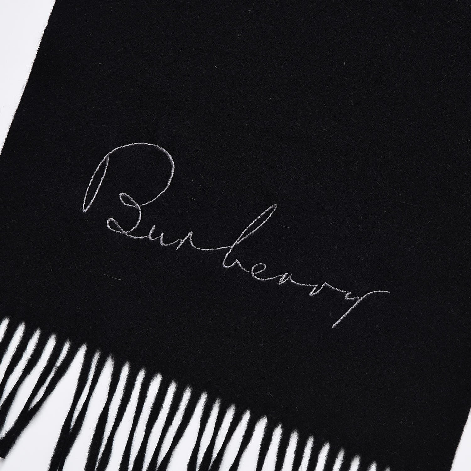 Burberry Cashmere Script Fringe Scarf Black 4 of 5